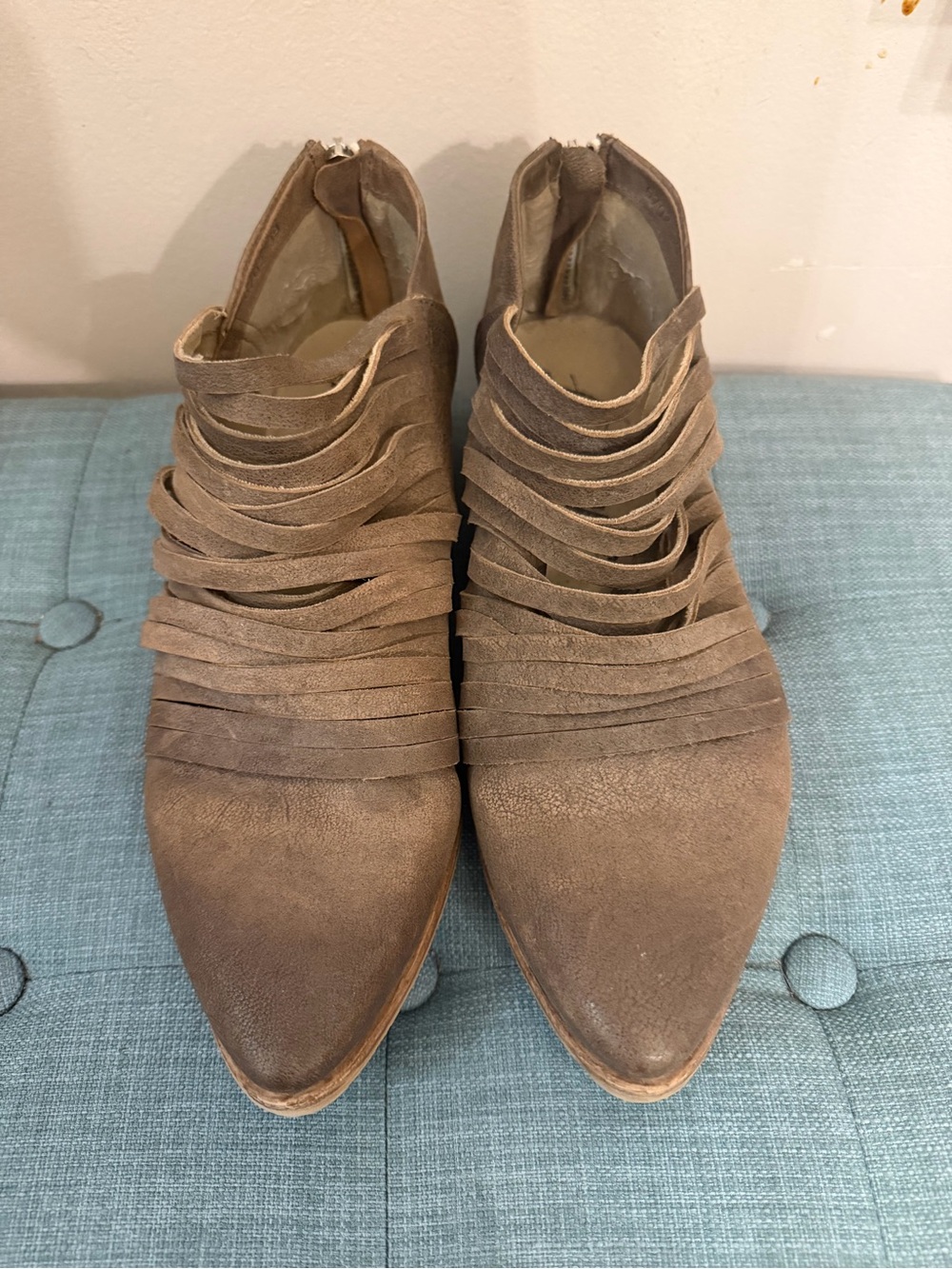 Womens Free People Tan Suede Strappy Ankle Boots